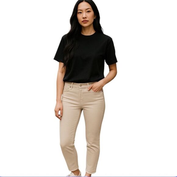 Frank & Eileen Sligo Cropped Italian Performance Skinny Jeans Sand Size 26 New - Picture 2 of 14